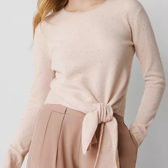 Ann Taylor Tops - Ann Taylor Pink Cashmere Tie-Waist Sweater